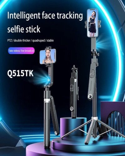 Q515TK Auto Face Tracking Selfie Stick Tripod with Wireless Remote Control Smart Auto AI Tracking Stabilizer Gimbal (5.8) foot